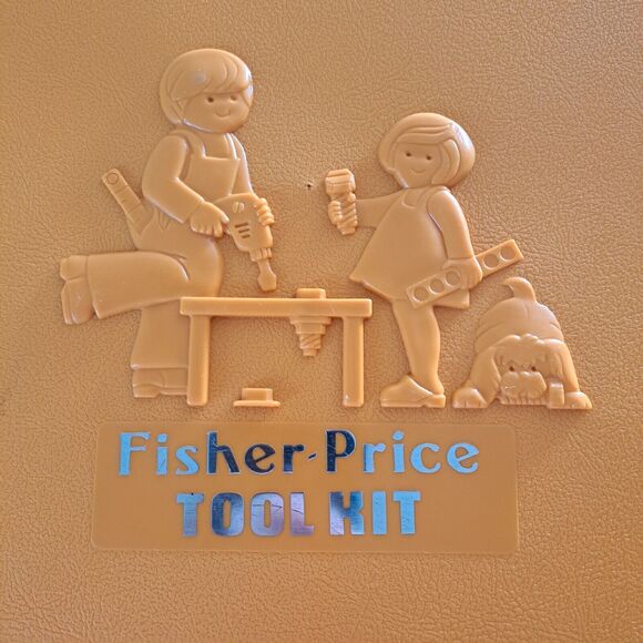 Vtg Fisher Price Tool Kit 1977 REPLACEMENT CASE 924 Yellow Handle Snaps Shut MCM - Picture 6 of 6